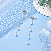 ANATTASOUL 1 Pairs ABS Plastic Imitation Pearl Beaded Tassel Dangle Stud Earrings EJEW-AN0001-52-7