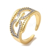 Rack Plating Brass Micro Pave Clear Cubic Zirconia Cuff Rings for Women RJEW-G325-13D-GP-1