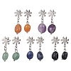 Natural Mixed Gemstone Twist Oval Dangle Stud Earrings EJEW-JE05664-1