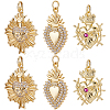 Beebeecraft 6Pcs 3 Style Rack Plating Brass Micro Pave Clear Cubic Zirconia Pendants KK-BBC0003-03-1