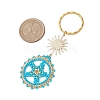 Flat Round & Star Glass Seed Loom Patter Keychain KEYC-MZ00009-02-3