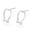 925 Sterling Silver Hollow Fish Stud Earrings STER-T005-06-4