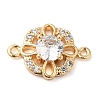Brass Pave Clear Cubic Zirconia Connector Charms KK-G503-32G-1