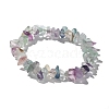 Chips Natural Fluorite Beaded Stretch Bracelets BJEW-JB01826-01-2