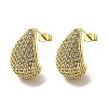 Brass Micro Pave Cubic Zirconia Stud Earrings EJEW-G381-04G-1