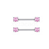 304 Stainless Steel Pink Cubic Zirconia Nipple Rings WGE5BE3-07-1