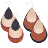 2 Pairs 2 Colors Bohemian PU Leather Teardrop Dangle Earrings EJEW-CL0001-04-1