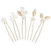 Alloy with Plastic Beads Hair Sticks for Women Girls OHAR-WH20010-08G-7