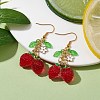 Red Glass Dangle Earrings EJEW-JE05729-02-2