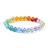 Rainbow Color Faceted Round Glass Stretch Bracelets for Women BJEW-JB09481-01-1