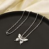 201 Stainless Steel Laser Cut Butterfly Pendant Box Chain Necklaces for Women NJEW-Q004-03P-2