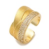 Rack Plating Brass Micro Pave Clear Cubic Zirconia Cuff Finger Rings for Women RJEW-M028-16G-2