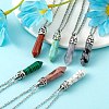 15Pcs 15 Style Natural & Synthetic Gemstone Pointed Pendants G-LS0001-75-7