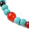 Synthetic Turquoise & Natural Black Onyx & Natural Zebra Jasper & Natural & Dyed Malaysia Jade & Natural Carnelian Stretch Bracelets BJEW-JB11474-4