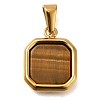 Ion Plating(IP) 304 Stainless Steel Pave Natural Tiger Eye Pendants STAS-Z113-01G-02-1