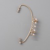 Crystal Rhinestone Curved Bar Cuff Earrings with Imitation Pearl Beaded EJEW-WH0017-37B-G-1
