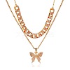 2Pcs Alloy Crystal Rhinestone Butterfly Pendant Necklaces for Women WG05CA5-01-2