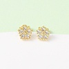 Brass Micro Pave Cubic Zirconia Flower Stud Earrings EJEW-H174-01C-G-2