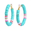 Basketball Wives Style Brass Heishi Beaded Hoop Earrings X-EJEW-JE04083-04-2