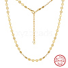 925 Sterling Silver Flat Sequin Chain Necklaces for Women NJEW-H048-01G-3