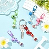 5Pcs Handmade Porcelain & Acrylic & Iron Pendant Decorations HJEW-YW00310-4