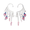 Wing Resin & Natural Quartz Crystal Points Beaded Dangle Earrings EJEW-TA00523-1