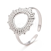 304 Stainless Steel Donut Open Cuff Ring for Women RJEW-C025-21P-1