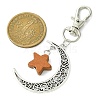 Alloy Moon & Wood Star Pendant Decorations HJEW-JM02180-02-3