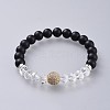 Natural Black Agate(Dyed & Heated) Stretch Bracelets BJEW-JB04584-01-1