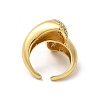 Rack Plating Brass Teardrop Open Cuff Ring with Cubic Zirconia RJEW-C065-02G-2