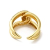 Rack Plating Brass Wrapped Knot Open Cuff Ring with Cubic Zirconia RJEW-C065-03G-3