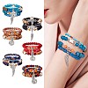 5Pcs 5 Style Wood & Glass Seed & Acrylic Beaded Stretch Bracelets Set with Baseball JB709E-5