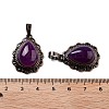 Natural Banded Agate Teardrop Pendants G-K363-01R-15-3