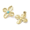 Natural Amazonite Flower Stud Earrings EJEW-L267-001G-08-2