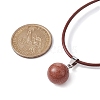 Synthetic Goldstone Round Pendant Necklaces NJEW-JN04478-02-4