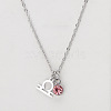 304 Stainless Steel Light Rose Rhinestone Birth Stone Constellation Pendant Necklaces FS-WG76580-22-1