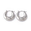 304 Stainless Steel Croissant with Flower Hoop Earrings for Women EJEW-G314-15P-1
