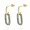 Brass Micro Pave Cubic Zirconia Dangle Stud Earrings EJEW-S208-137A-NF-1