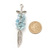 Natural Aquamarine Chips Cluster Pendant Decorations HJEW-JM00653-03-2