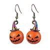 Halloween Theme Alloy Wood Pumpkin Dangle Earrings EJEW-JE05850-02-1