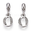 Platinum Rack Plating Alloy Rhinestone European Dangle Charms PALLOY-T048-36P-O-1