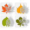 4Pcs 4 Styles Plant Theme PET Hollow Out Drawing Painting Stencils DIY-WH0394-0148-1