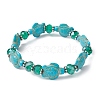 Synthetic Turquoise Turtle & Glass Beaded Stretch Bracelet BJEW-JB09763-3