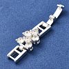 Brass Micro Pave Clear Cubic Zirconia Fold Over Clasps KK-Q043-21S-2