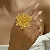 Elegant Flower Iron Open Cuff Ring for Women's Wedding Dress Accessories TU2718-3