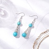 Brass Synthetic Turquoise Dangle Earrings EJEW-JE06535-02-1