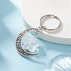 Moon and Star Tibetan Style Alloy & Acrylic Pendant Keychain KEYC-JKC00487-4