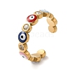 PVD Vacuum Plating 304 Stainless Steel Enamel Evil Eye Open Cuff Rings STAS-D089-23G-05-3