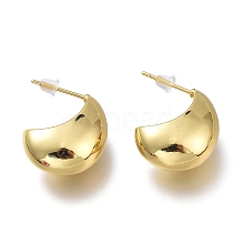 Brass Half Hoop Earrings X-EJEW-H104-18G