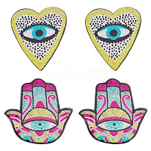  4Pcs 2 Style Evil Eye Sequin Iron on/Sew on Patches PATC-NB0001-02